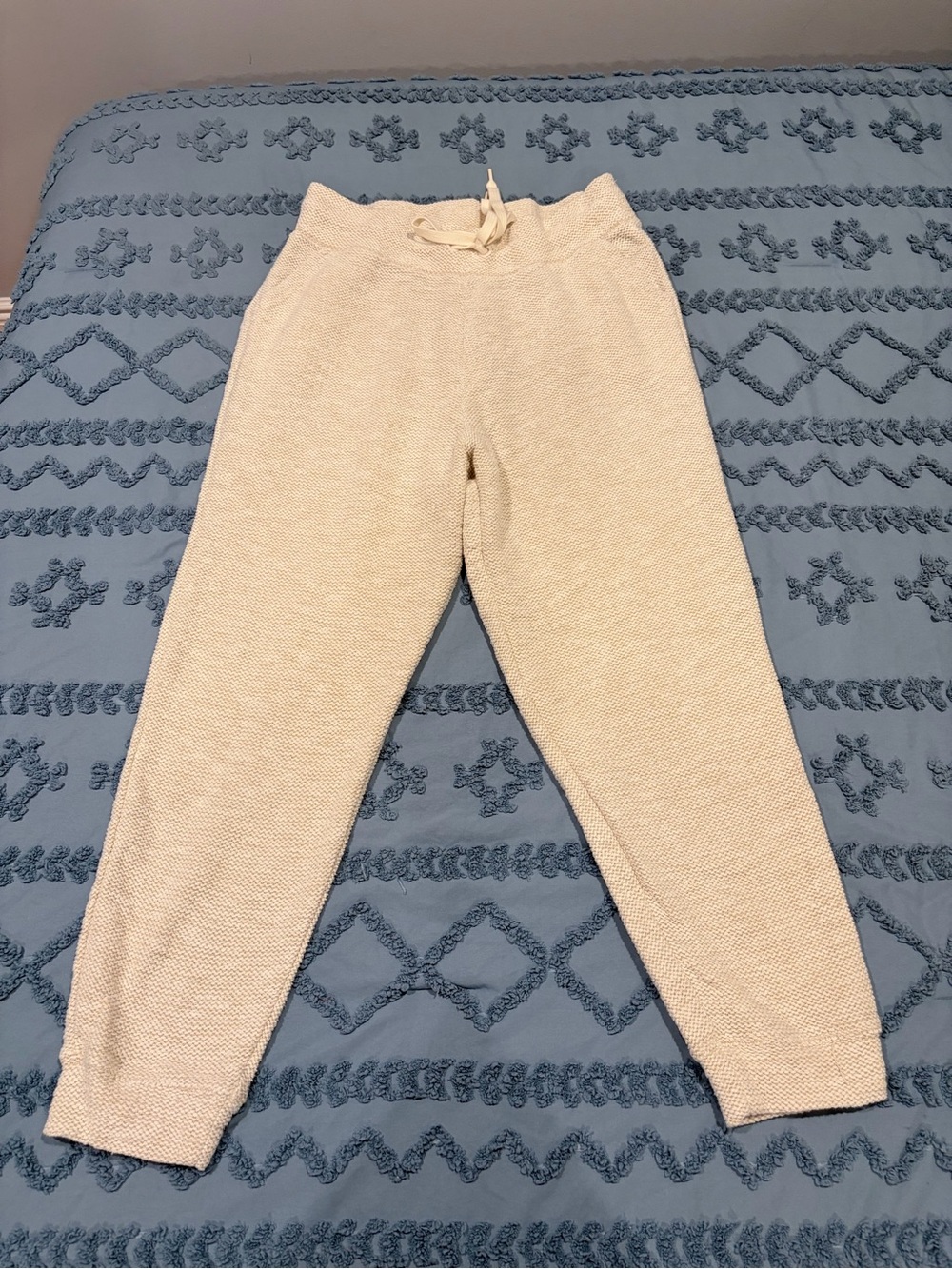 Aerie OFFLINE Textured Jogger Sweatpants Cream Oatmeal XL